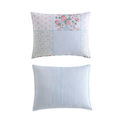Hope Patchwork 7-Piece Blue Pink and Green 100% Cotton Full/Queen Bonus Duvet Co