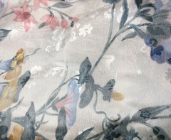 80s Upholstery Floral Fabric Rich Burgundy Gold Green Blue Cream Shiny 35″ x 58″