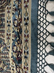 Exquisite Floral & Paisley Border Silk Sari Sage Green 5.5 In Length 44″ Wide