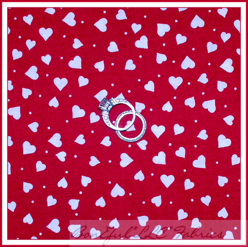 BonEful Fabric FQ Cotton Quilt Red White Valentine Heart Small Dot Minnie Nurse