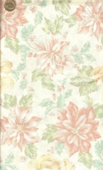VINTAGE! PASTEL CHRISTMAS FLOWERS SILVER METALLIC – 2.33 YD