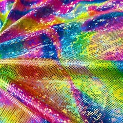 Abstract Multicolor Metallic Print Spandex Fabric Stretch by Yard for Swimwear