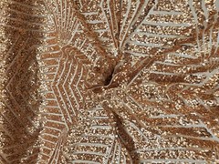 Blush Geometric Sequin Fabric on Mesh 2 Way Stretch “BombShell Sequins”