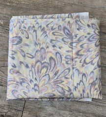2 YDS x 61.5 Fabric Inch Width Feathered Motif Cream Yellow, Purple, White