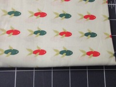 1 Fat Quarter New Cotton Fabric Red & Green Fish on Light Aqua Approx 18″ x 21″