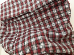 Vtg 2+ Yd 44X65+” Small Red Green Tartan Plaid FABRIC Quilt Cotton Traditional