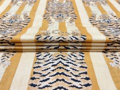 Indian Hand-Block Tiger Cotton Fabric 2.5 Yard Running Craft Fabric Print_1512