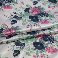 1Yard Vintage Floral Satin Fabric Soft Gown Shirt Scarf Lining Material Soft