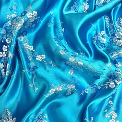 Kori TURQUOISE Plum Blossom Floral Brocade Chinese Satin Fabric for Cheongsam/Q