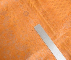 Sushila Vintage Banarasi Woven Scrap Saree Pure Satin silk Orange Sari Fabric