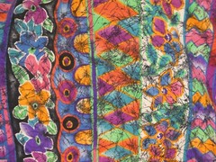 Vintage 90s Fabric Pastel Colorful Geometric Flowers Squiggles Cotton? K1