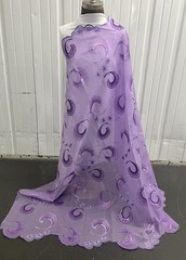 1.5 Yard Lavender Rhinestone Sequins Embroidered Lace fabric 50” Width