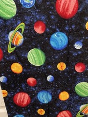 1/2 Yard Large Print Space Fabric Planets Colorful 18”x44”