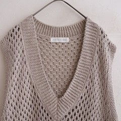 PRISTINE Cotton Yak Linen Mesh Knit V-Neck Vest Size M