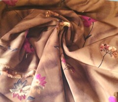 Peachskin Fabric Pink floral on Copper 1.667 Yards Gorgeous