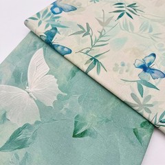1M Chinese Style Butterfly Flower Printed Fabric Material Sew Tablecloth Fabric