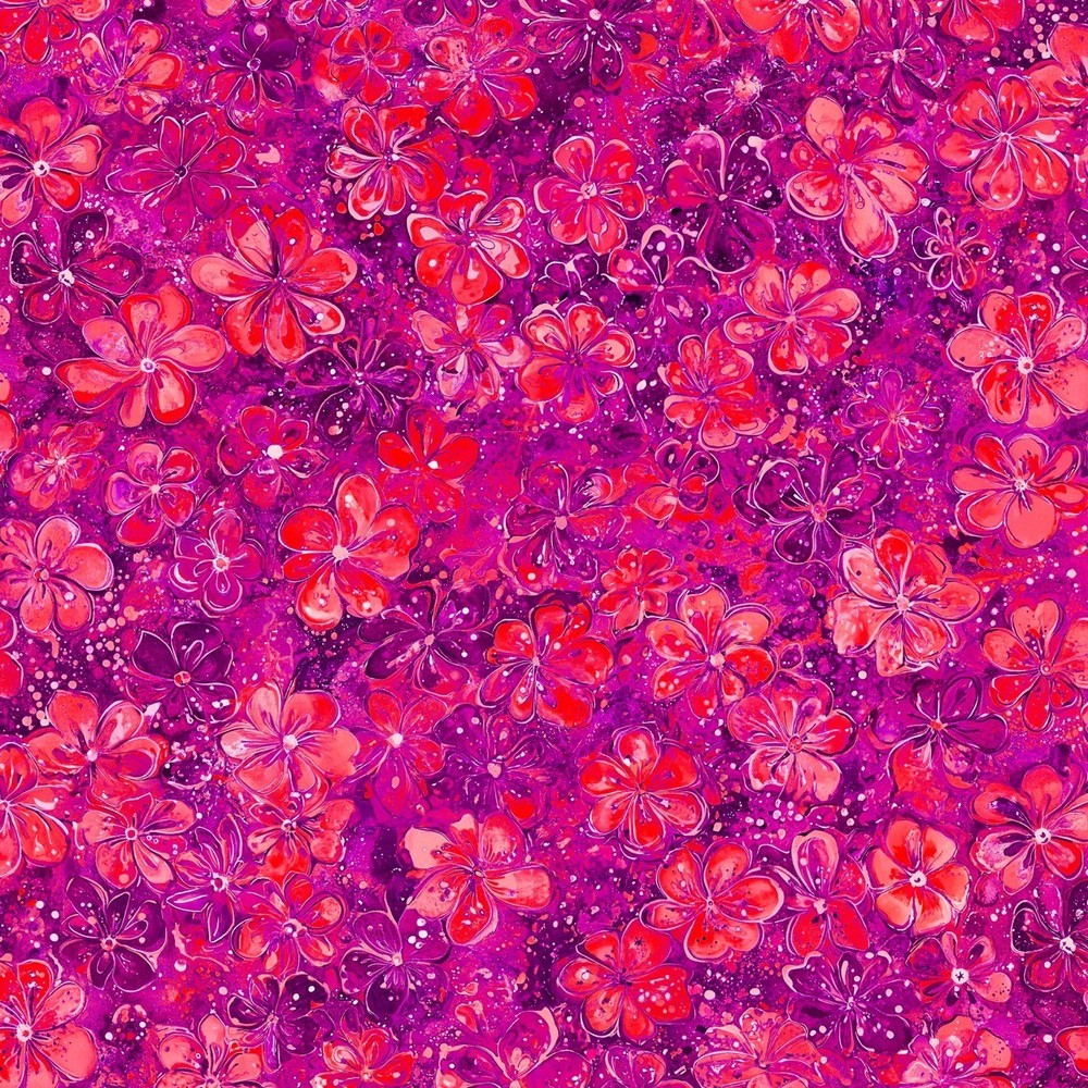 Island Bloom (Plum Punch) Fabric 45″ Wide 100% Premium Cotton Digital Print