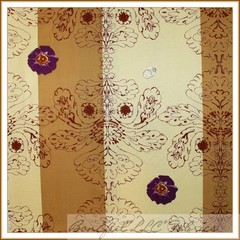 BonEful Fabric FQ Cotton Quilt Brown Cream Flower Purple Stripe Toile Tan Damask