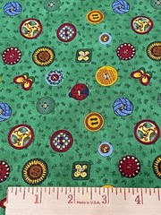 Sewing Quilting Cotton Fabric Debbie Mumm Green Buttons Butterfly Ladybug Gold