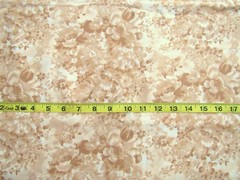 1 yd 100% Cotton Fabric Cream with Cream, Dark Cream, Muted Brown Flowers