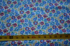 By 1/2 Yd, Vintage, Red Blue Green & Yellow Calico on White Quilt Cotton, B1248