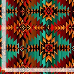 Western Fabric | Printed Southwest Pattern Blue Orange | Timeless Treasures YARD