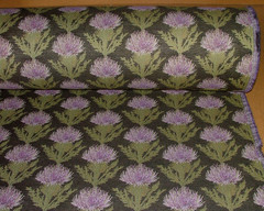 Scottish Thistle Curtain Fabric Black And Violet Upholstery Cushion Jacquard