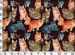 Black Brown Orange Cats & Kittens Quilting Sewing Fabric by Yard #894 DP