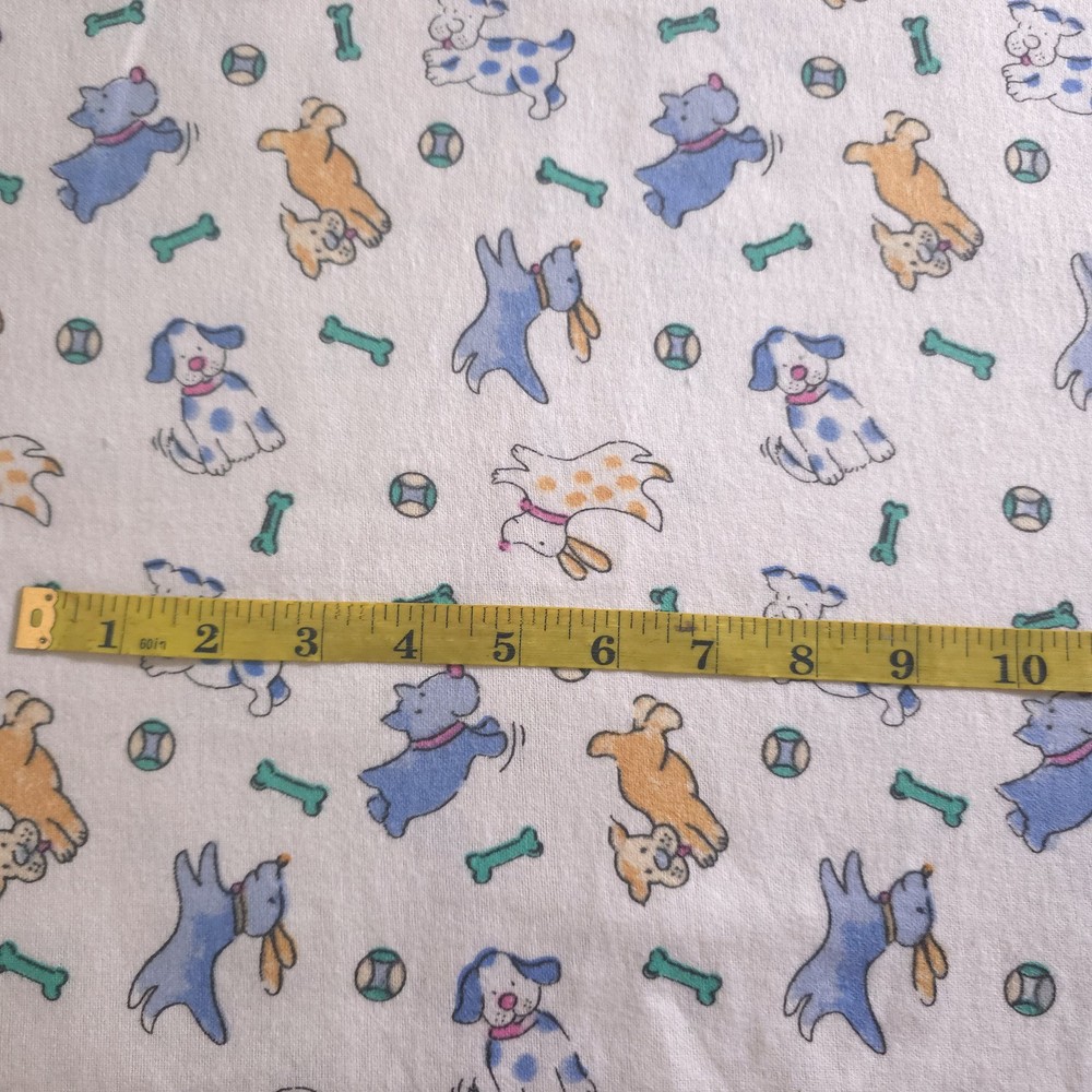 Blue and Brown Puppies Flannel Fabric 45″ By The Yard