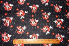 black red white Minnie with Flowers & Polka Dots cotton fabric mouse Disney 1 yd