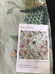 OSCAR DE LA RENTA Margot in Sky 17 x 17 1/2″ Embroidered Floral Fabric Sample