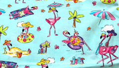 FLAMINGO BEACH Aqua Print Fabric 100% Cotton 8 Yard Bolt 45″ Width Vacation Fun