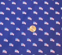 American Flags on Blue 4th of July Patriotic Fabric, BTHY