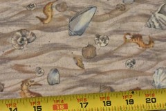 By 1/2 Yd, Sea-Creatures on Brown & Tan Flannel, Lyndhurst/Adrienne Yorinks,EB43