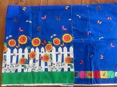 2.33Y Fabric Traditions 1996 Picket Fence Butterfly Ladybug Daisy Bee #2565 VTG