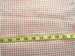 1 yd Cotton Blend Fabric Cream with Red & Green Check Lines