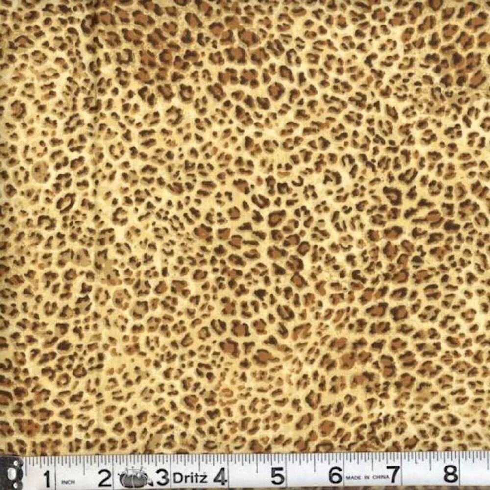 Leopard Print 100% Cotton Fabric: Brown Animal Skin Fabric