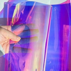 | 16 Gauge Holographic Iridescent Plastic Vinyl 16″x54″ Transparent Vinyl Fab…