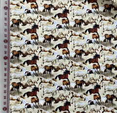 Novelty Prints Horses Running Free Quilters Cotton Fabric – 1.8 yds x 44″