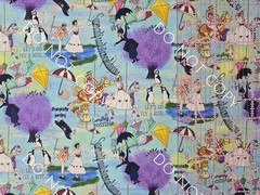 Custom 100% Cotton Woven Fabric Disney Mary Poppins Aqua By the 1/4 yard 9×56
