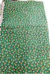 VTG Ditzy CALICO Yellow White & Red Florals on Green Cottagecore 18″x17″