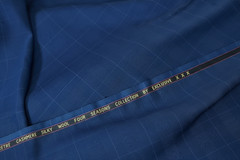 Blue Prince of Wales Checked Suiting Fabric Cashmere Wool