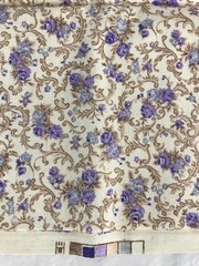 36″x44″ Peter Pan Fabrics Little Purple Flowers on Beige 1 Yard Cotton Fabric