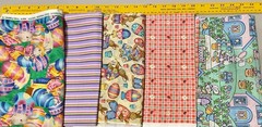 LOT OF 5 COTTON EASTER FABRIC REMNANTS 106 INCHES TOTAL = 2.94 YARDS CRAFT QUILT