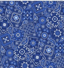 Blue Bandana Print Precut 1YD 100% Cotton Fabric