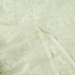 6Y+ x 55″ Vintage Sheer Voile Fabric Drapery Floral Rose Ethereal Sage Green