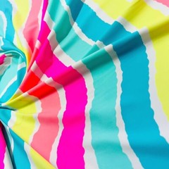 Spandex Rainbow Stripes Print 4-Way Stretch Fabric 60″wide Swimsuit By The Yard