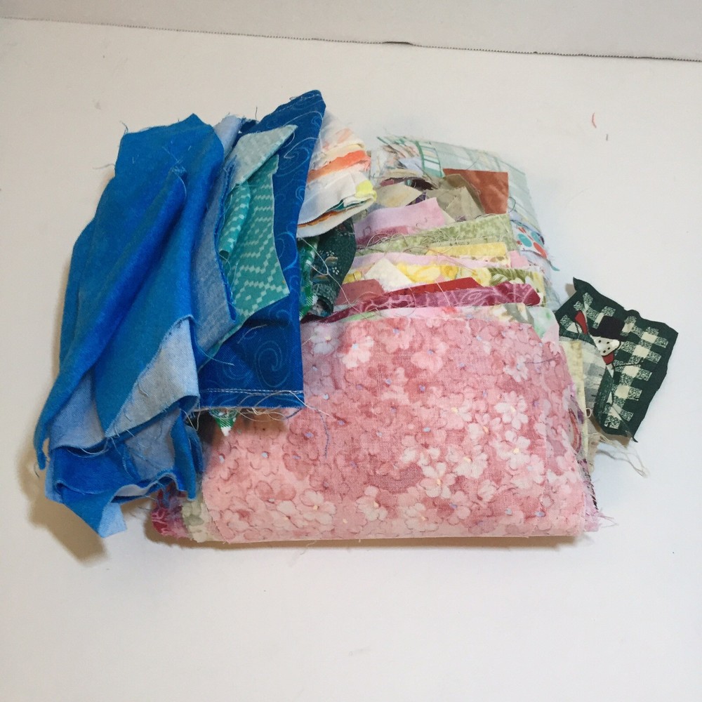 1 Pound 9 Ounces Cotton Print Fabric Quilt Scraps Leftovers N