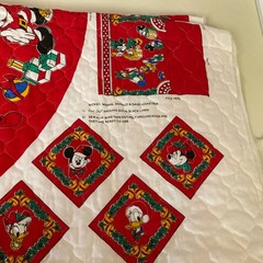 Vtg Disney Mickey & Friends Fabric Panel To Make Quilted Tree Skirt & Coasters.