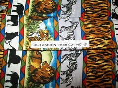 HI Fashion Fabrics “Safari/Zoo Animals” Cotton Fabric Remnant Sewing Crafts 1yd